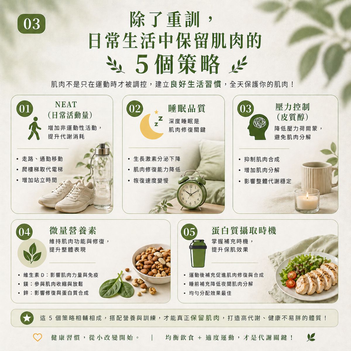 除了重訓，日常生活中保留肌肉的5個策略