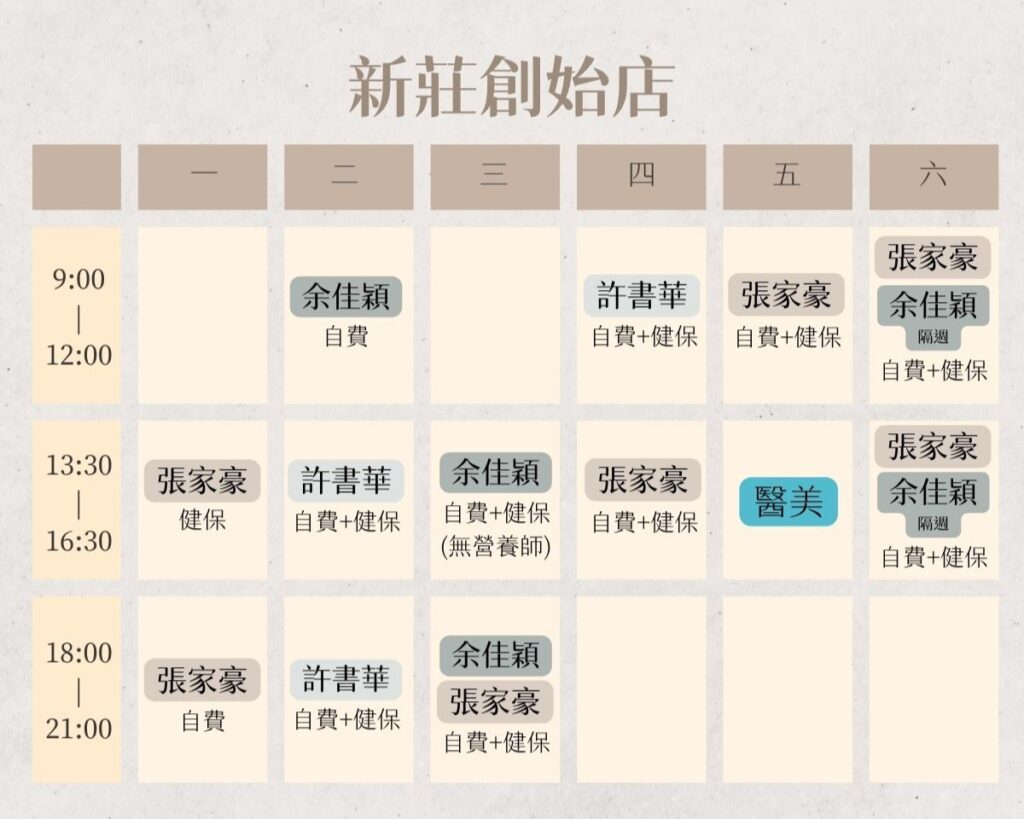 新莊門診表